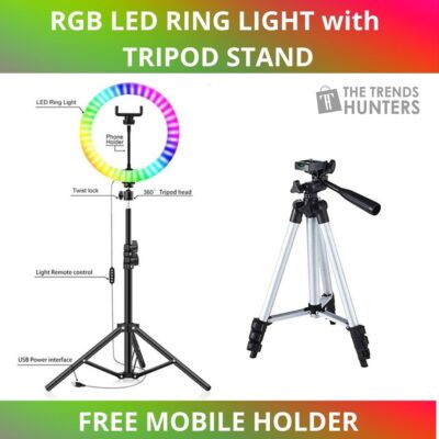 RGB LED Multi Colors Ring Light with Tripod Stand and Free Mobile Holder